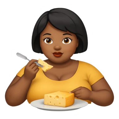 Fat black woman with short hair eating cheese. Shorter hair sticker