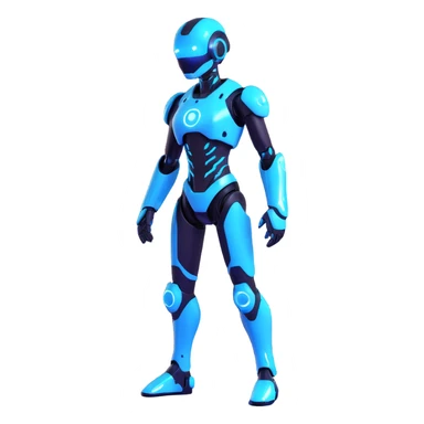 ice-themed AI character, futuristic, glowing blue, digital elements sticker