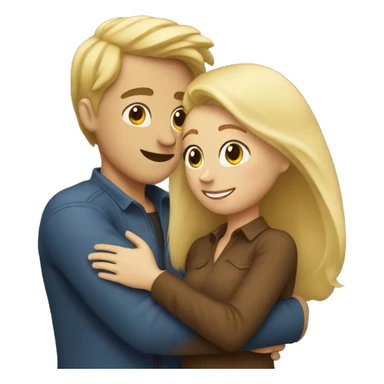 Blonde hair man hugging a brown hair woman sticker