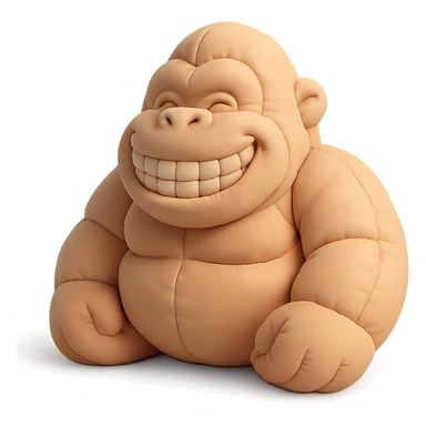 gorilla with a big toothy grin, soft edges, cushion style, no background sticker