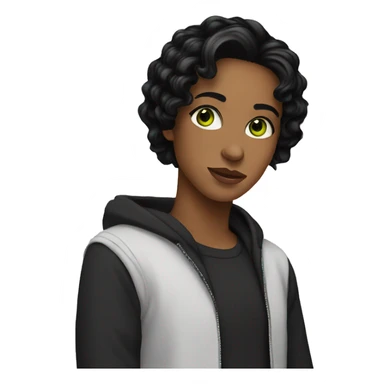 Tia Green eyes black Hair sticker