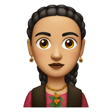 full body frida kahlo unibrow kid with paintbrush sticker