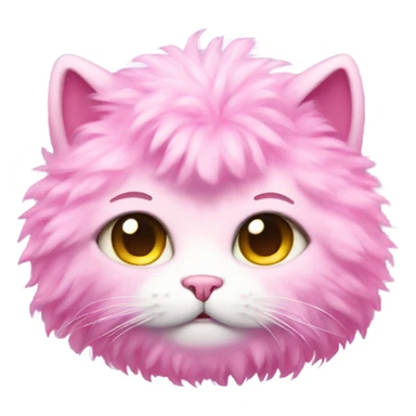 Pink full body fluffy cat with glitter sticker