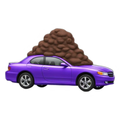purple car with poop sticker