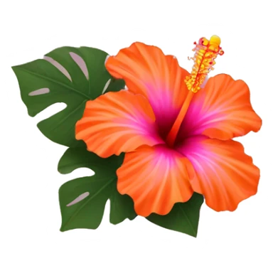 multicolored orange and pink hibiscus  sticker