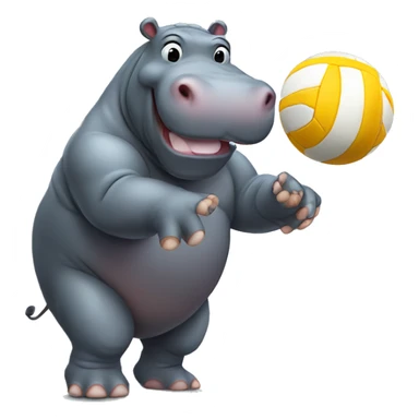 Hippo with volleyball  sticker