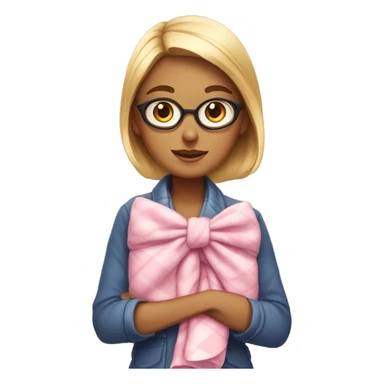 A preppy woman with a pink bow with a blanket on her lap  sticker
