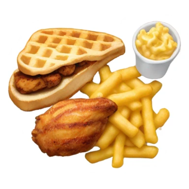 A Chick-fil-A meal with grilled chicken, mac & cheese, and waffle fries sticker