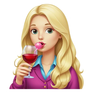 Long Blonde blowing bubblegum wine sticker