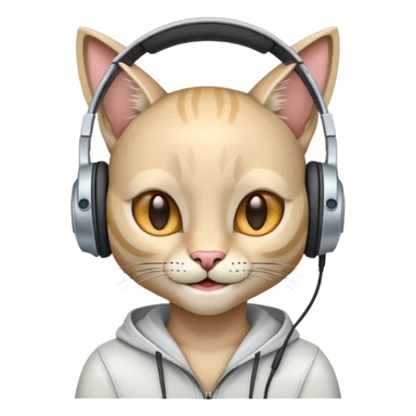 a smiling cybercat wearing headphones sticker