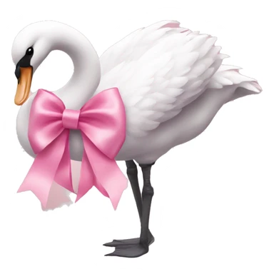 Pink swan with bow on neck sticker