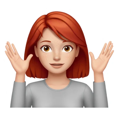 Not guilty hands up smirk girl red hair sticker