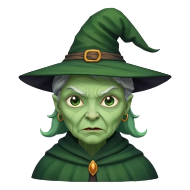 Witch with Green Skin horror look sticker