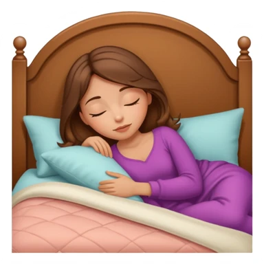 Almond Brunette haired girl with peachy tan skin sleeping in cozy coquette bed sticker