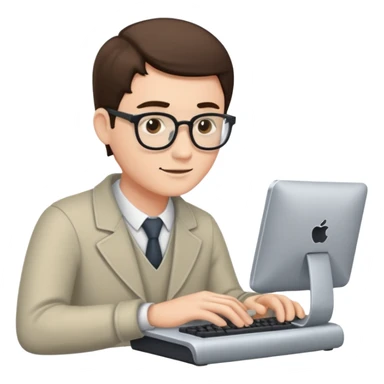 Guy typing on a computer sticker