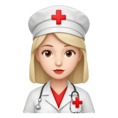 young woman nurse, red cross hat sticker