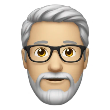 40 year old white man with grey and dark hair and grey beard and dark glasses and long thin nose sticker