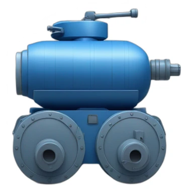 blue sphere tank with gray cyllinder barrel sticker