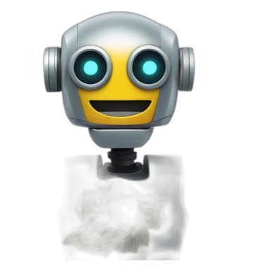 robot with money stacks behind sticker