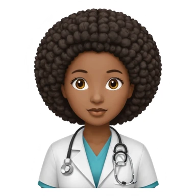 single black female doctor with afro hairstyle sticker