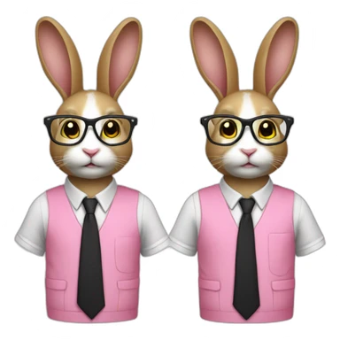 Specialist rabbit pink, glasses black, wears shirt yellow sticker