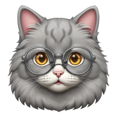 grey cat with glasses sticker