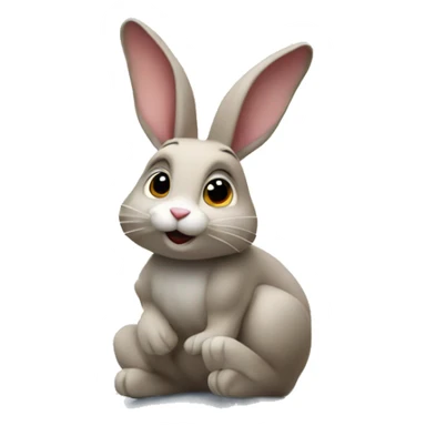  Rabbit sat on the moon with stars in the background sticker