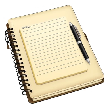 daily planner agenda cream leather with open page and pen with stickynotes sticker