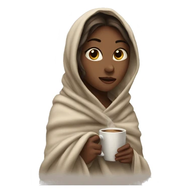 girl wrapped in blanket drinking coffee sticker