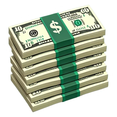 white US dollar bills with dark green numbers and details, minimalist design, no emojis sticker