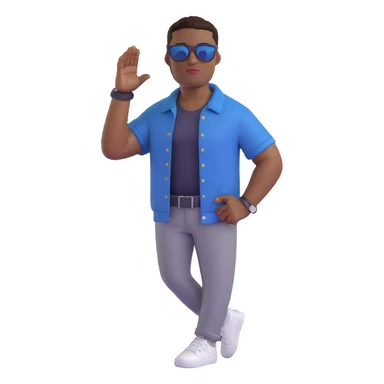 portrait of a black man in shades, confident pose, casual clothing, clean background sticker