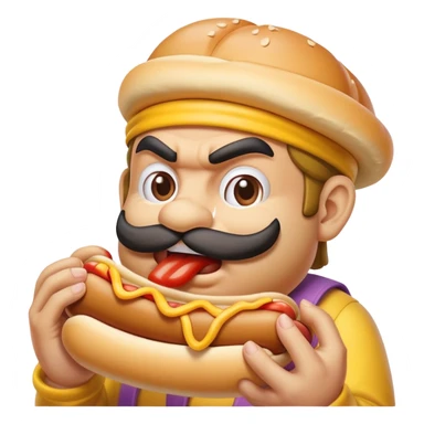 Wario eating hotdog sticker