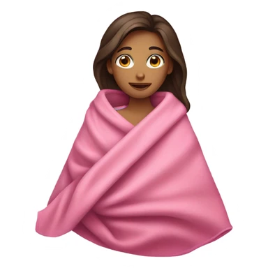 Brunette girl folded in pink blanket sticker