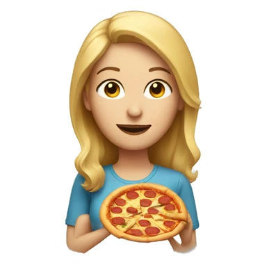 White woman, taking pizza sticker
