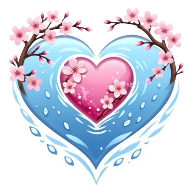 heart with sakura and a sparkling river sticker