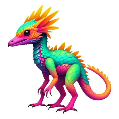 Exotic Tropical futuristic lush warm-colored neon-colored Fakémon-Trico-creature sticker