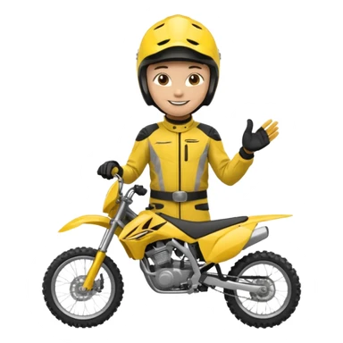 dirtbike rider in yellow gear signing autographs sticker