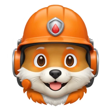 perrito repartidor de Rappi, emoji style, transparent background, orange helmet sticker
