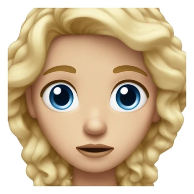 blue eyed blonde with wavy hair making an annoyed face sticker