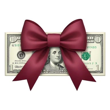 One Dollar with burgundy bow  sticker