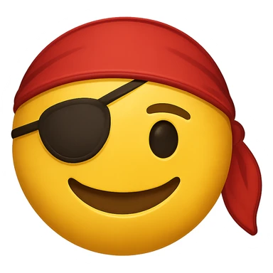 yellow face with red pirate bandana, digital illustration, emoji style sticker