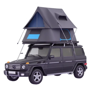 black Mercedes-Benz car with roof tent sticker