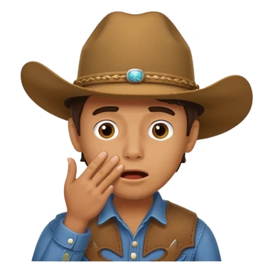 cowboy making oops expression covering mouth sticker