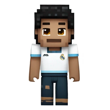 niño con rulos y camisa del real madrid con forma de minecraft sticker
