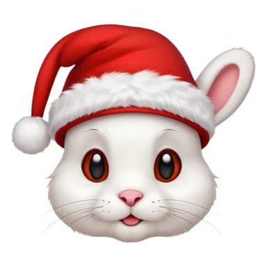 white rabbit with ears in a christmas hat sticker
