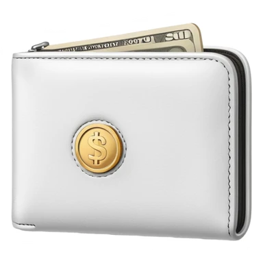 white wallet with a coin sticker