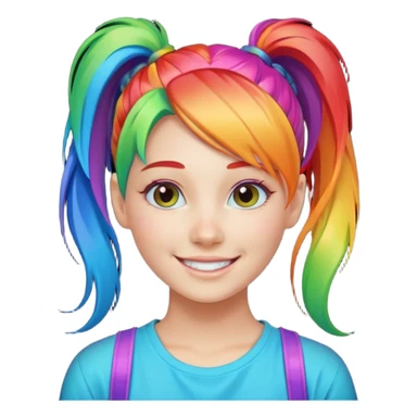 Girl with rainbow ponytail — bright gradient strands flowing sticker