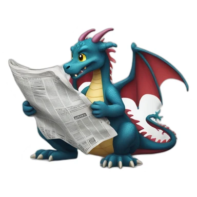 dragon reading newspaper sticker
