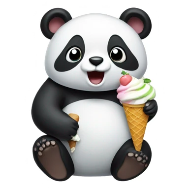 Panda eating ice cream sticker