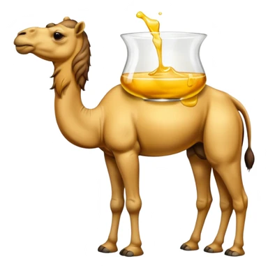 Ein glass mit gelber Flüssigkeit und einem Kamel drauf  sticker